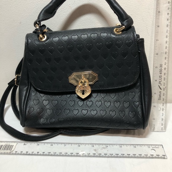 Disney Call it Spring Black Gold Purse Bag Wonderland This Way Hearts - Picture 6 of 16